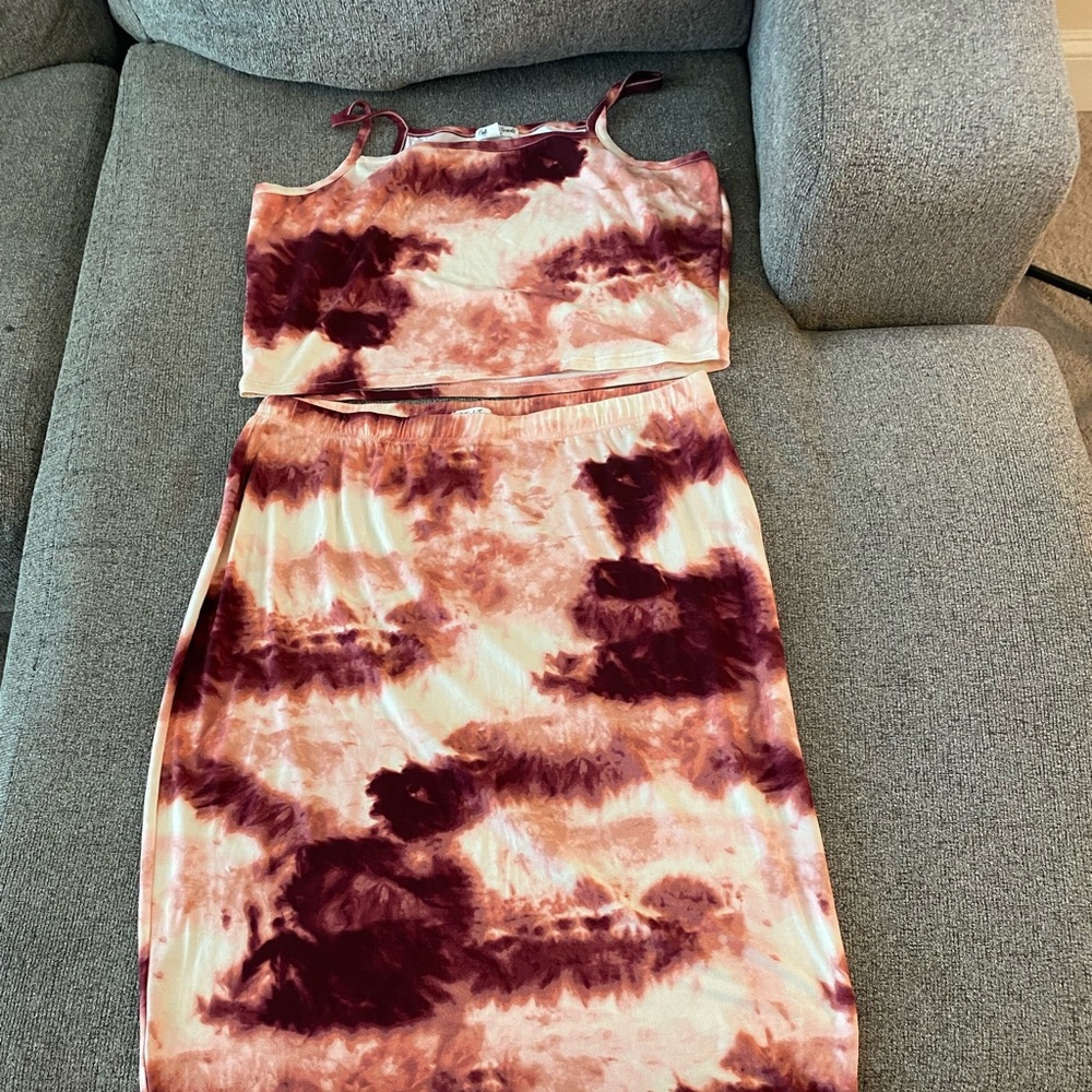 Two piece crop skirt set